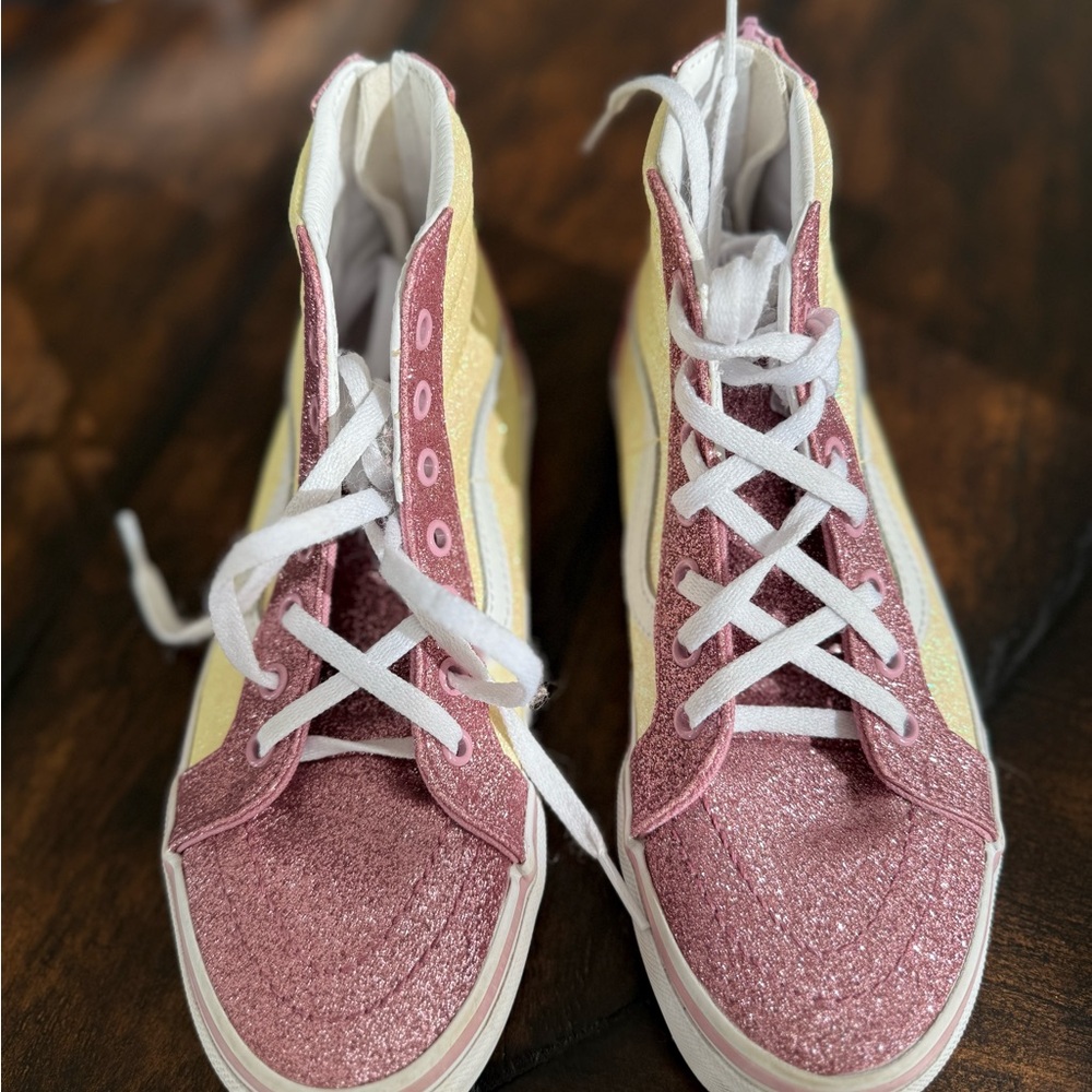 Vans Sparkly Pink and Yellow Sneakers Slip-On Style